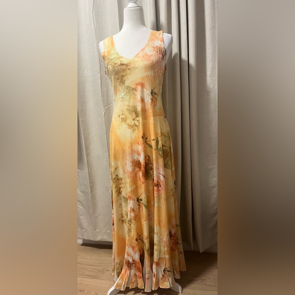Komarov Cream and Orange Textured Dress